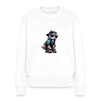 Cat skating - Women's Premium Organic Jumper - white - Front - Julia (174cm)