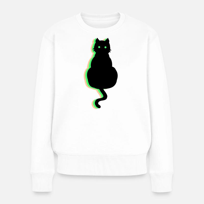 Neon Katze - Frauen Premium Bio Pullover - Weiß