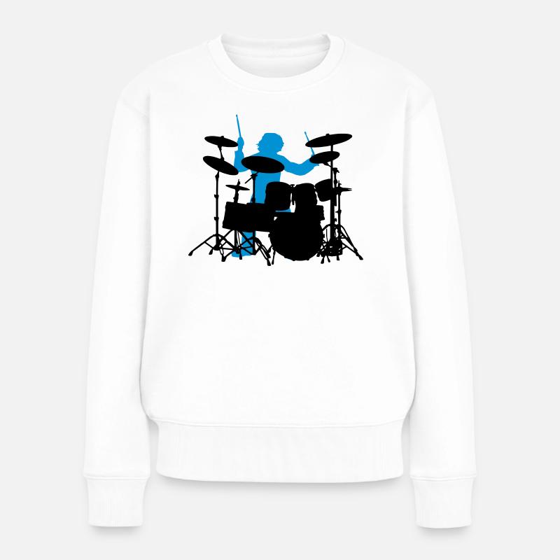 Drumset - Frauen Premium Bio Pullover - Weiß