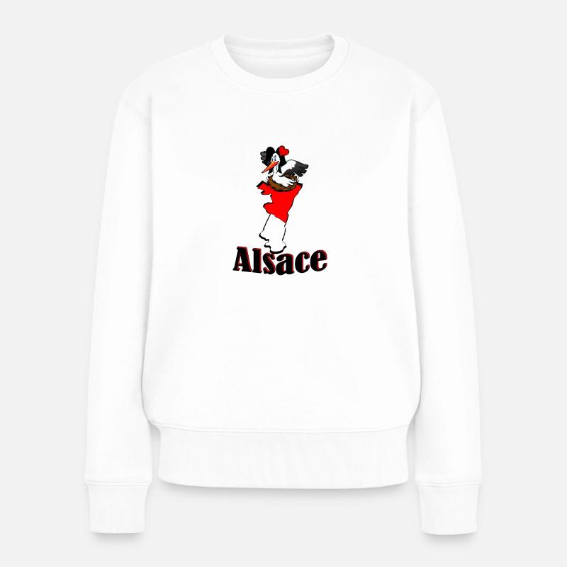 Cigogne région Alsace - Pull Premium bio Femme - blanc