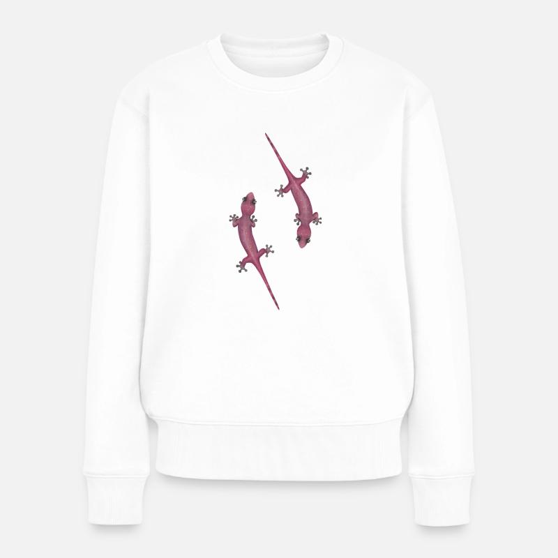 lustige Geckos - Frauen Premium Bio Pullover - Weiß