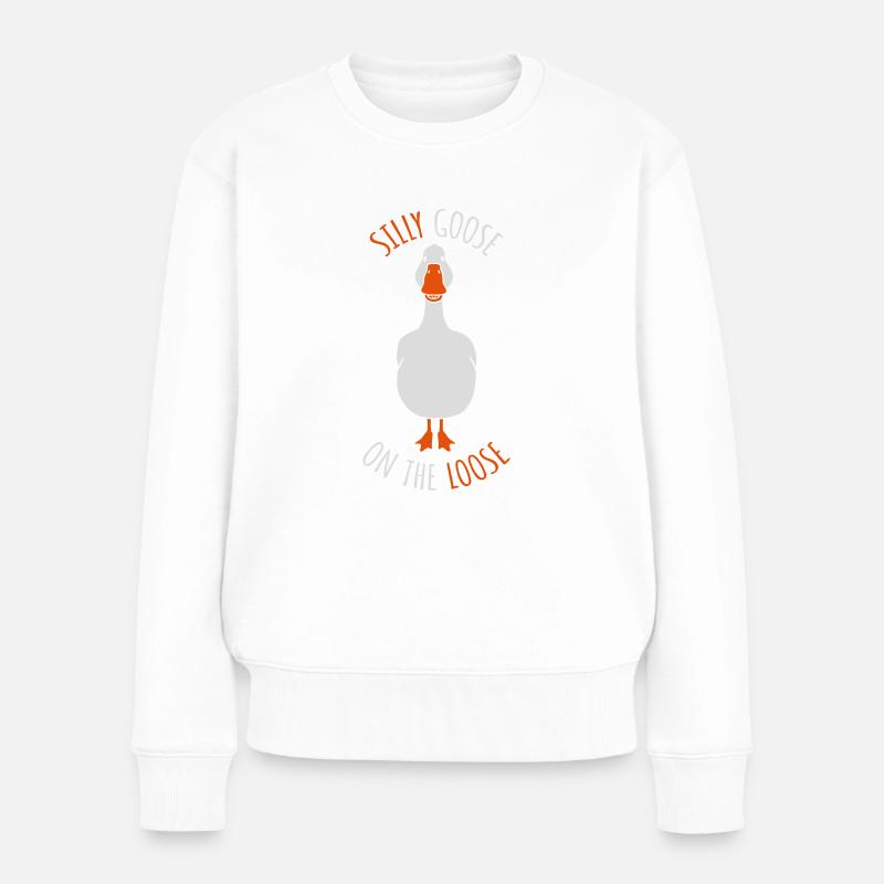 goose on the loose - Frauen Premium Bio Pullover - Weiß