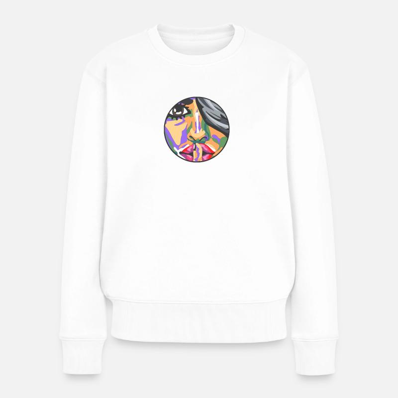 Schweigen Gesicht - Shut up - Frauen Premium Bio Pullover - Weiß