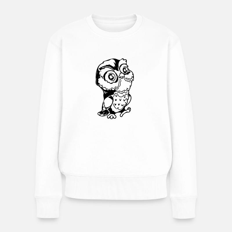 Niedliche Eule - Frauen Premium Bio Pullover - Weiß