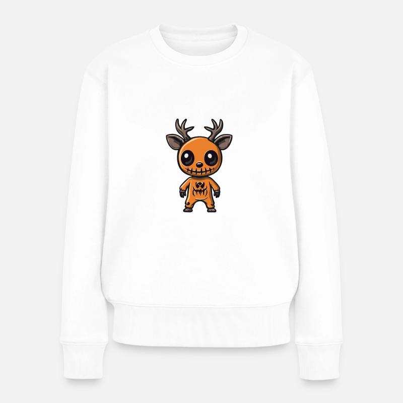 Hirsch Halloween Lustig Zombie - Frauen Premium Bio Pullover - Weiß