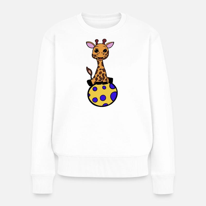 Giraffe Illustration – Kinderzimmer Safari Deko - Frauen Premium Bio Pullover - Weiß