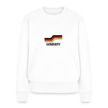 Retro Trikot Deutschland Fahne Flagge - Frauen Premium Bio Pullover - Weiß - Vorne - Julia (174cm)