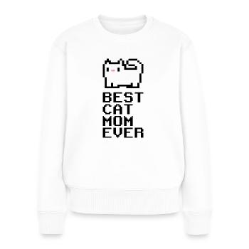 Best Cat Mom Ever Mama Katzepixel pixelart - Frauen Premium Bio Pullover - Weiß - Vorne - Julia (174cm)