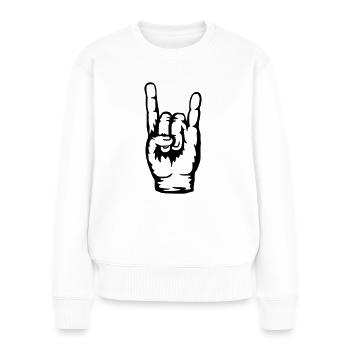 Logo Heavy Metal Hand Signal - Pull Premium bio Femme - blanc - Devant - Julia (174cm)
