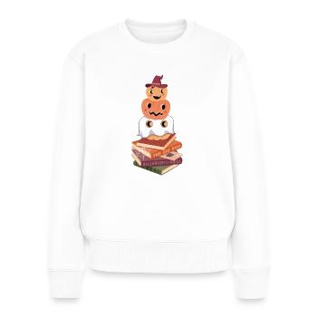 Citrouilles sur Halloween Book Stacks - Pull Premium bio Femme - blanc - Devant - Julia (174cm)