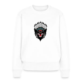 kraniet indian - Premium økologisk sweatshirt til kvinder - hvid - Foran - Julia (174cm)