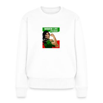 women life freedom,iran,free women, free iran,frau - Frauen Premium Bio Pullover - Weiß - Vorne - Julia (174cm)