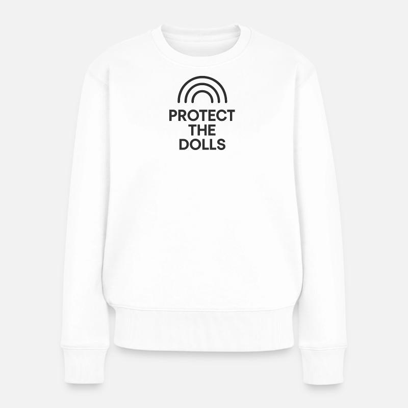 Protect the dolls Schutzmotiv Regenbogen Design - Frauen Premium Bio Pullover - Weiß