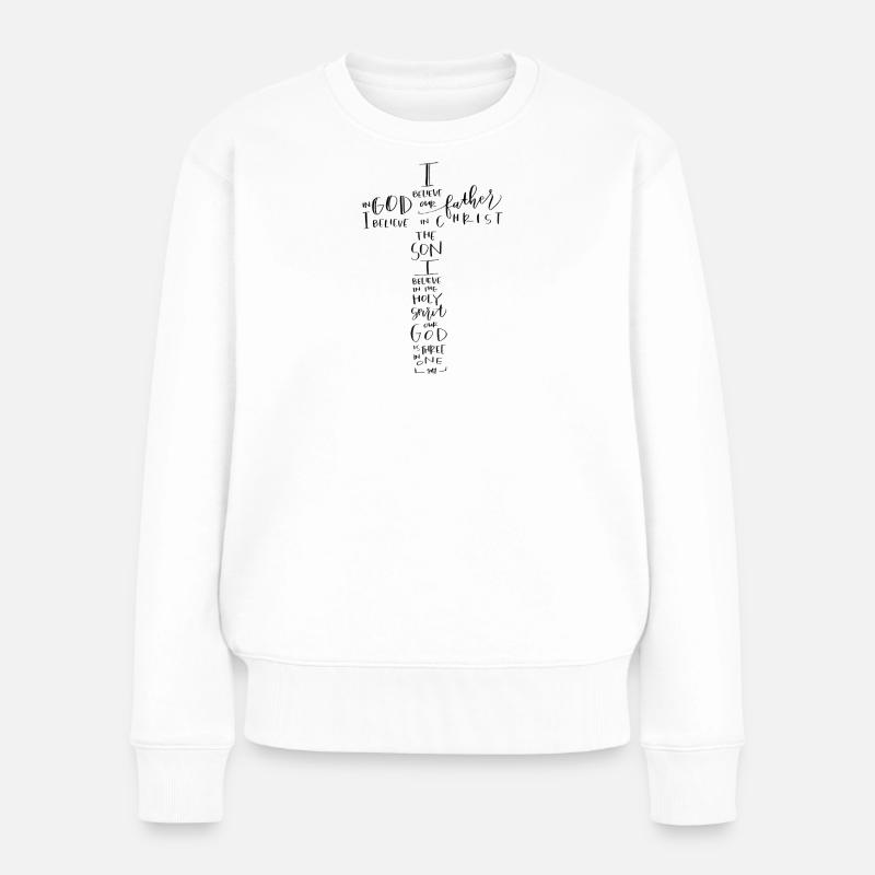 Glaubenskreuz Handschrift Text - Frauen Premium Bio Pullover - Weiß
