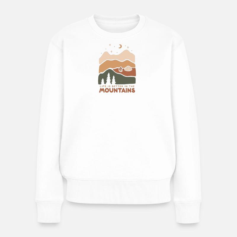 life is better in the mountains - Frauen Premium Bio Pullover - Weiß