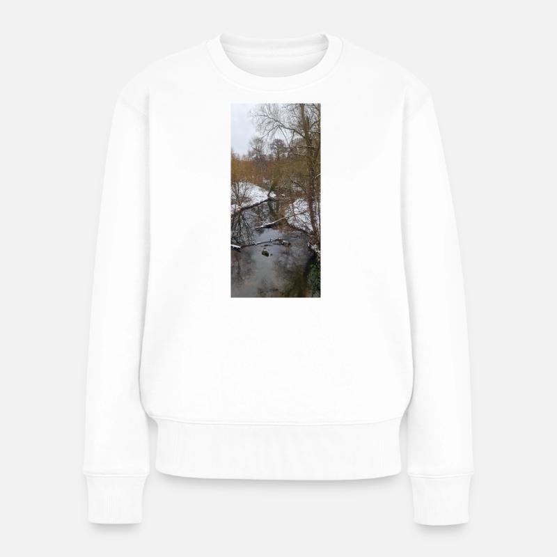 Winterfluss im Nebel - Frauen Premium Bio Pullover - Weiß
