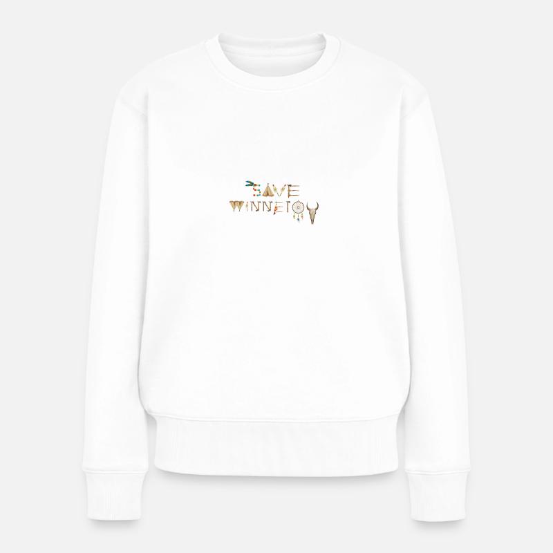 save winnetou,winnetou,indianer,Federn,Traumfänger - Frauen Premium Bio Pullover - Weiß