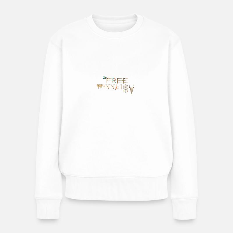 free winnetou,winnetou,indianer,Federn,Traumfänger - Frauen Premium Bio Pullover - Weiß