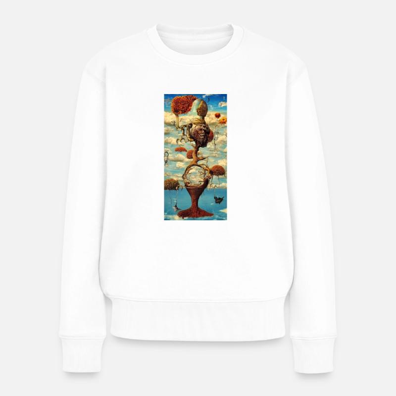 Surelismus Stundenglasstil - Frauen Premium Bio Pullover - Weiß