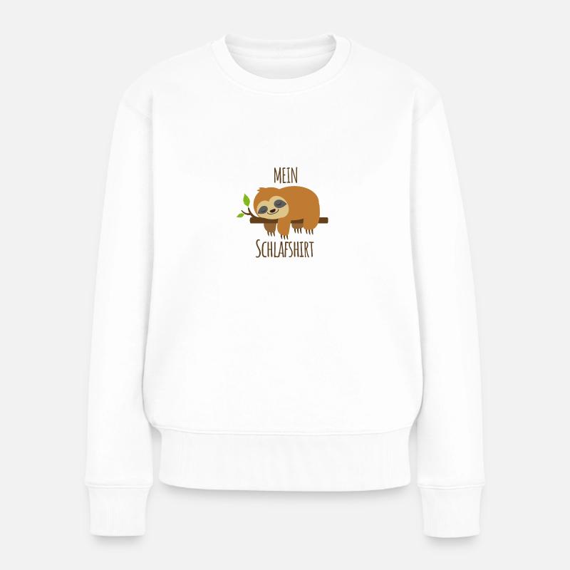Schlafendes Faultier auf einem Ast - Frauen Premium Bio Pullover - Weiß