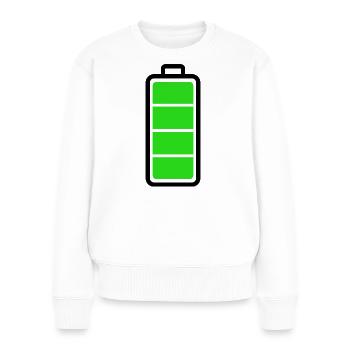 schwache Batterie - Frauen Premium Bio Pullover - Weiß - Vorne - Julia (174cm)