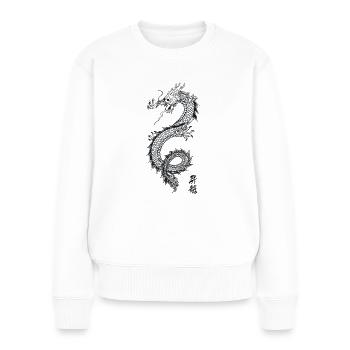 dragon chinois - Scène 12 - Pull Premium bio Femme - blanc - Devant - Julia (174cm)