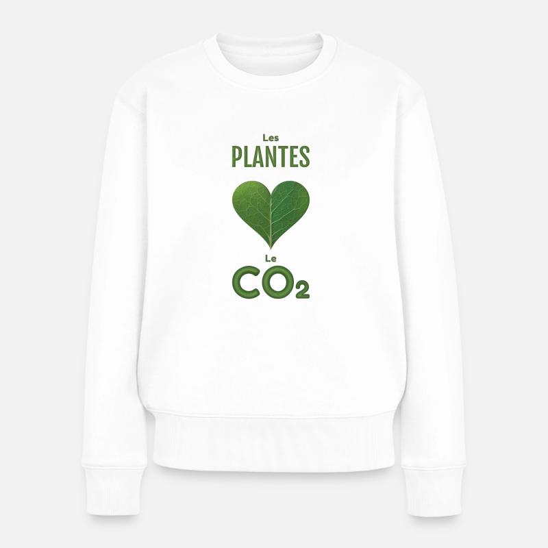 PFLANZEN LIEBEN CO2 - Frauen Premium Bio Pullover - Weiß