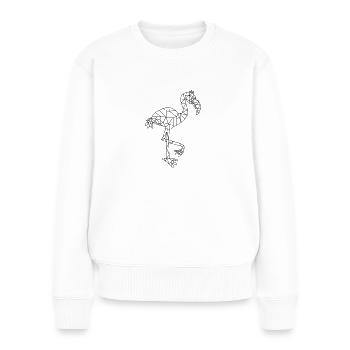 Flamant rose géométrique - Pull Premium bio Femme - blanc - Devant - Julia (174cm)