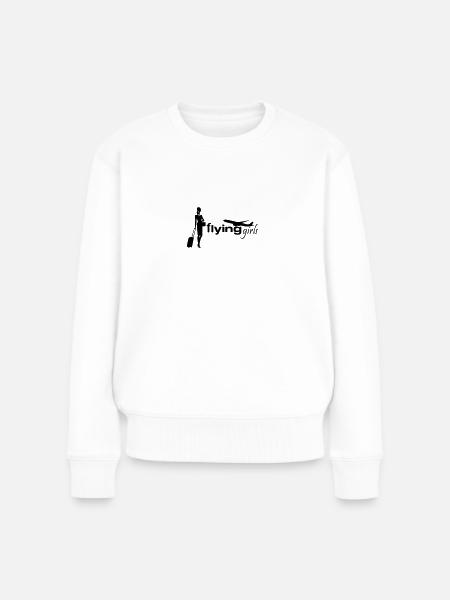 flying girls stewardess - Frauen Premium Bio Pullover - Weiß