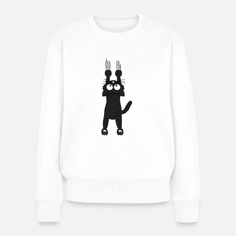 Chat noir - Pull Premium bio Femme - blanc