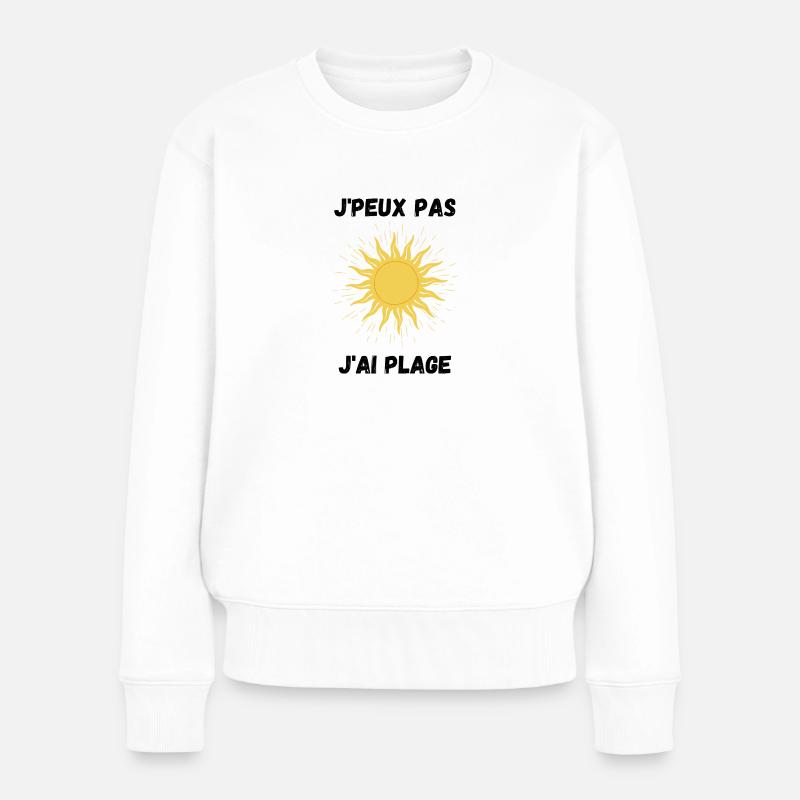 j peux pas j ai plage - Pull Premium bio Femme - blanc