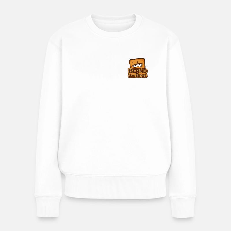 Bernd Das Brot Brustdesign Logo - Frauen Premium Bio Pullover - Weiß