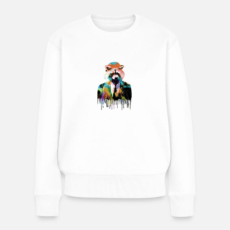 waschbär,bär,graffiti,malerei,anzug - Frauen Premium Bio Pullover - Weiß