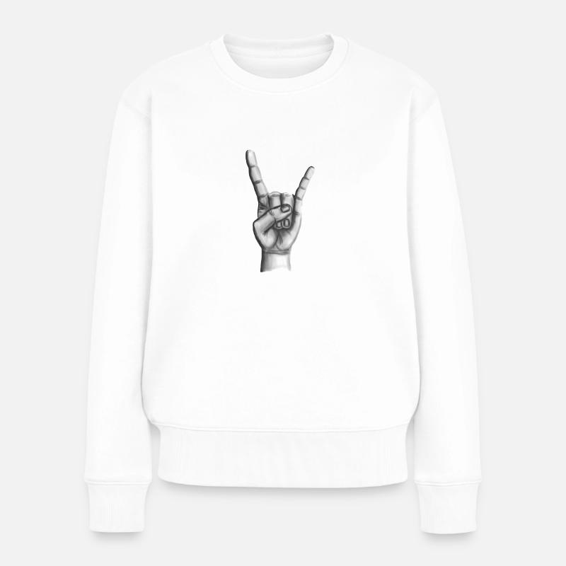 Metalhand Heavy Metal Hand - Frauen Premium Bio Pullover - Weiß
