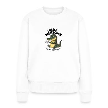 Erst Kaffee grantiges Krokodil mit Kaffeetasse - Frauen Premium Bio Pullover - Weiß - Vorne - Julia (174cm)