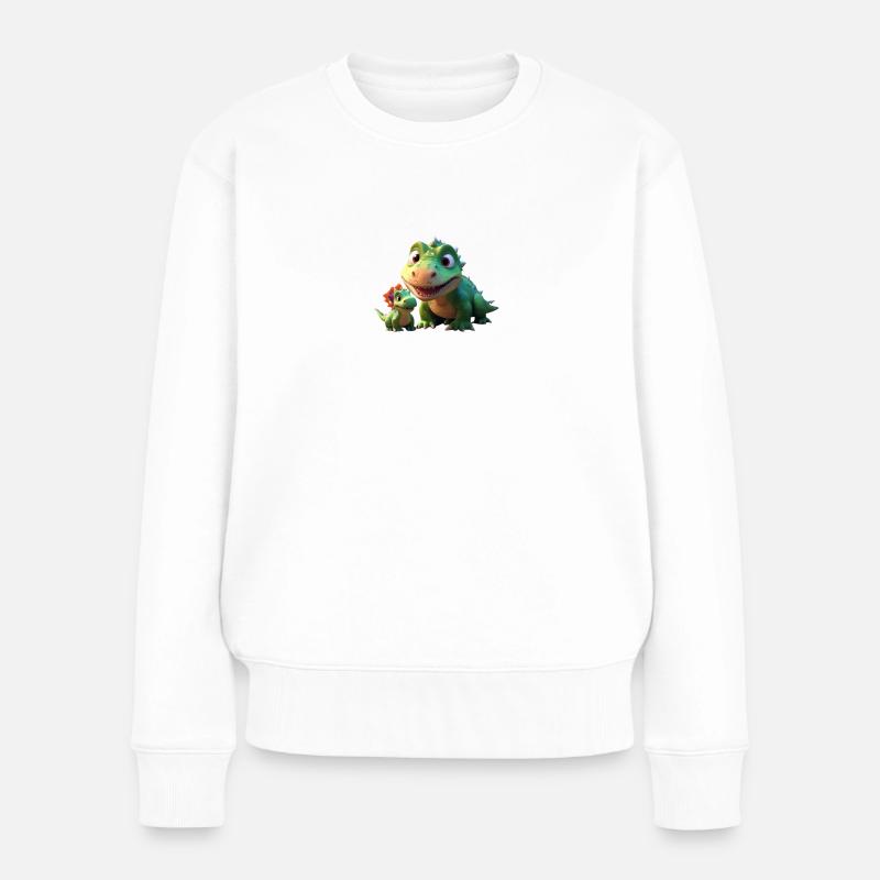 Lustige Dinofreunde süß - Frauen Premium Bio Pullover - Weiß