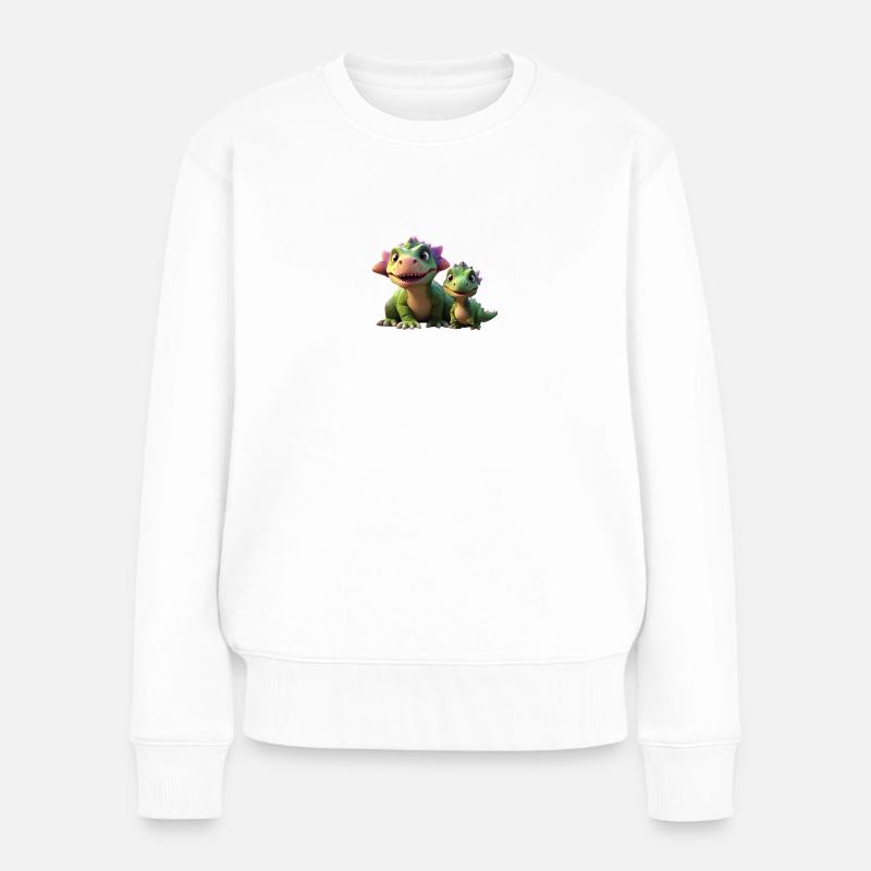 2 kinderfreundliche Dinofreunde - Frauen Premium Bio Pullover - Weiß