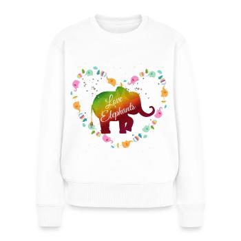 Rainbow Elephant Heart Design - Women's Premium Organic Jumper - white - Front - Julia (174cm)