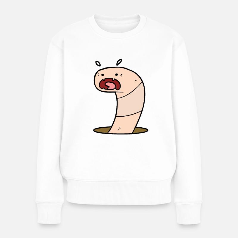 Beweglicher Wurm - Frauen Premium Bio Pullover - Weiß