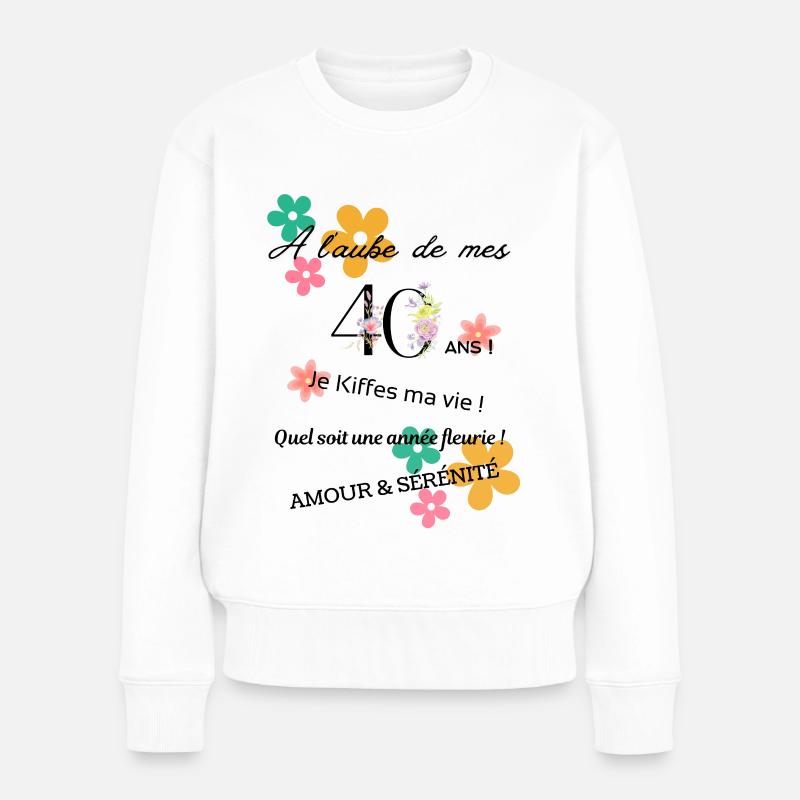 _40ans_fleurie - Pull Premium bio Femme - blanc