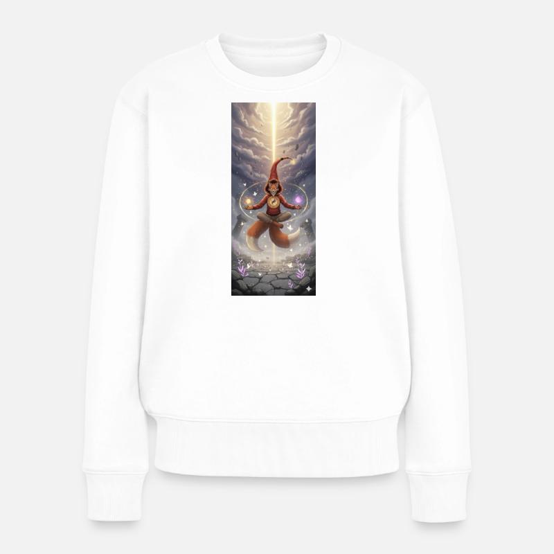 Fuchszauber im Lichtpfad - Frauen Premium Bio Pullover - Weiß