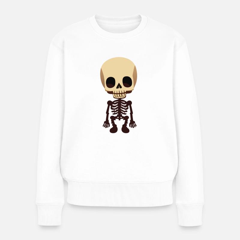 Kindergrusel: Das freche Skelett-Design - Frauen Premium Bio Pullover - Weiß