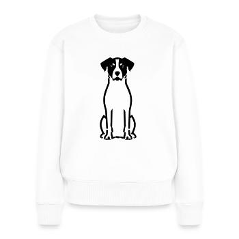 Graphique minimaliste chien noir et blanc - Pull Premium bio Femme - blanc - Devant - Julia (174cm)