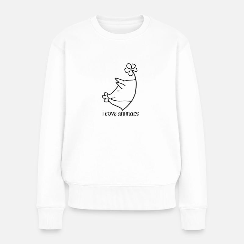 I Love animals-Schwein - Frauen Premium Bio Pullover - Weiß