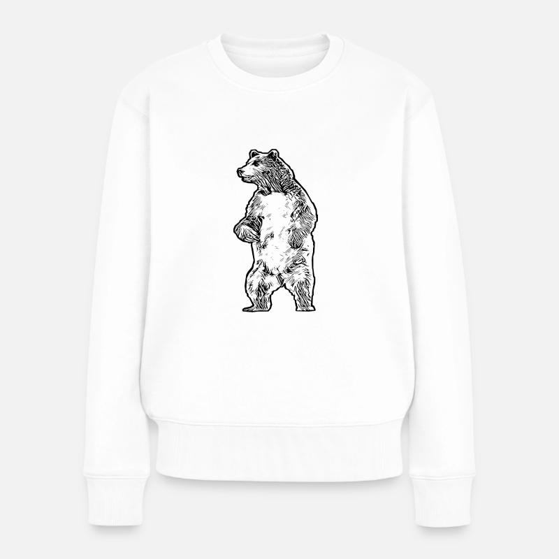 Bär - Frauen Premium Bio Pullover - Weiß