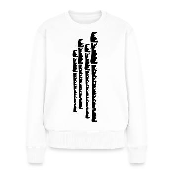 Croquis de flûtes - Pull Premium bio Femme - blanc - Devant - Julia (174cm)