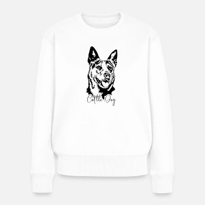 CATTLE DOG Hunde Portrait Hund Wilsigns - Frauen Premium Bio Pullover - Weiß