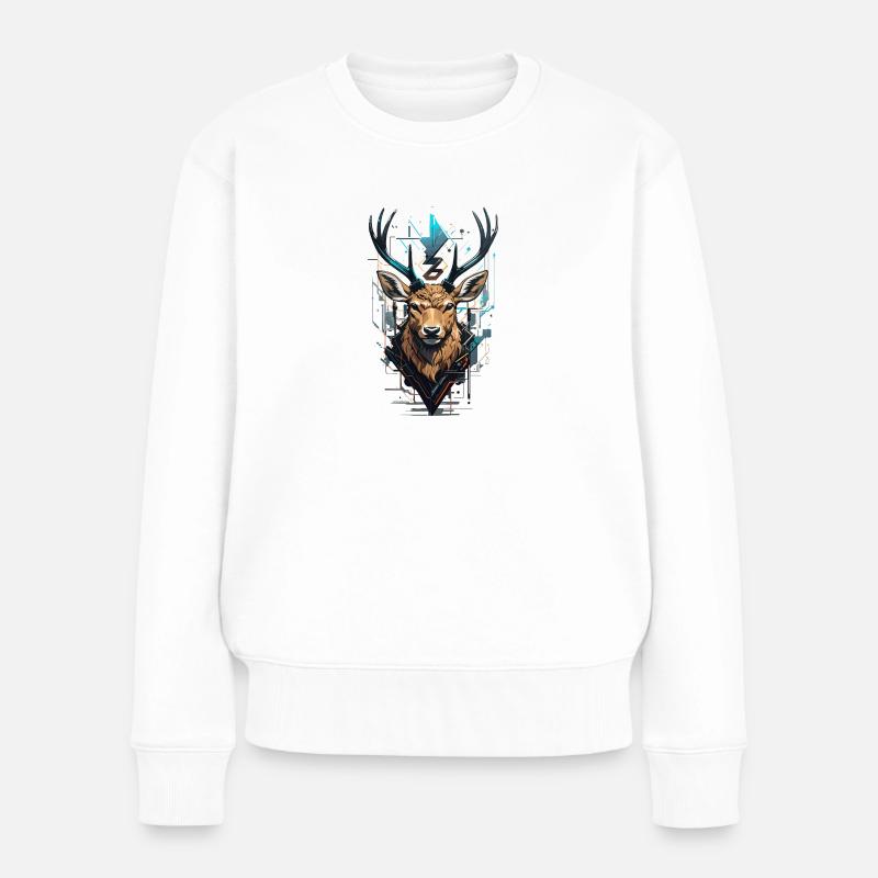 Hirschgeweih - Frauen Premium Bio Pullover - Weiß