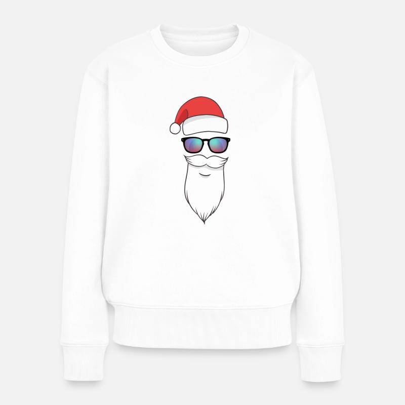 Weihnachtsmann mit Sonnenbrille - Frauen Premium Bio Pullover - Weiß