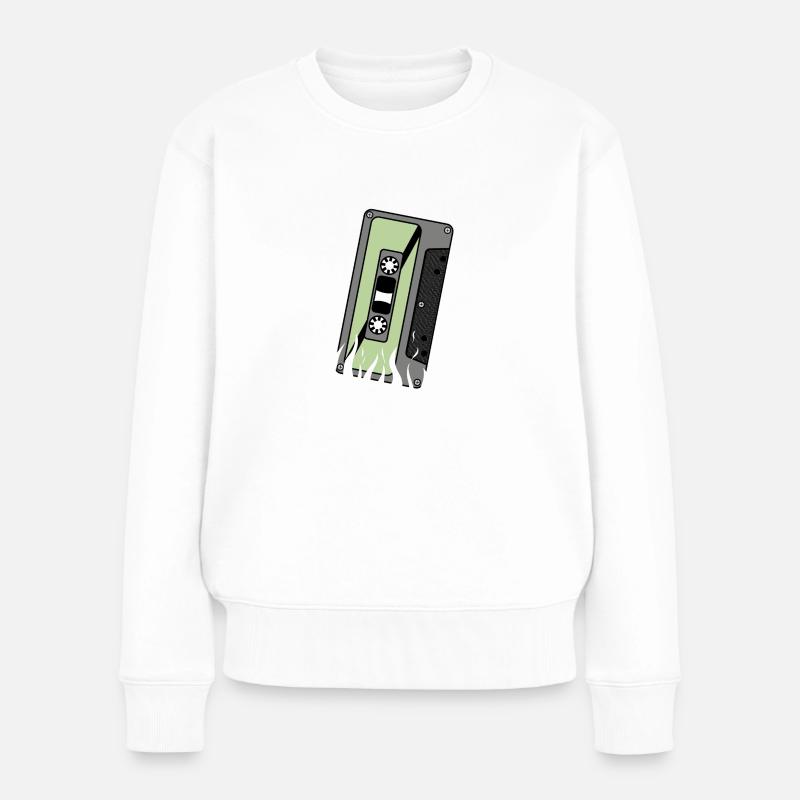 cassette - Frauen Premium Bio Pullover - Weiß